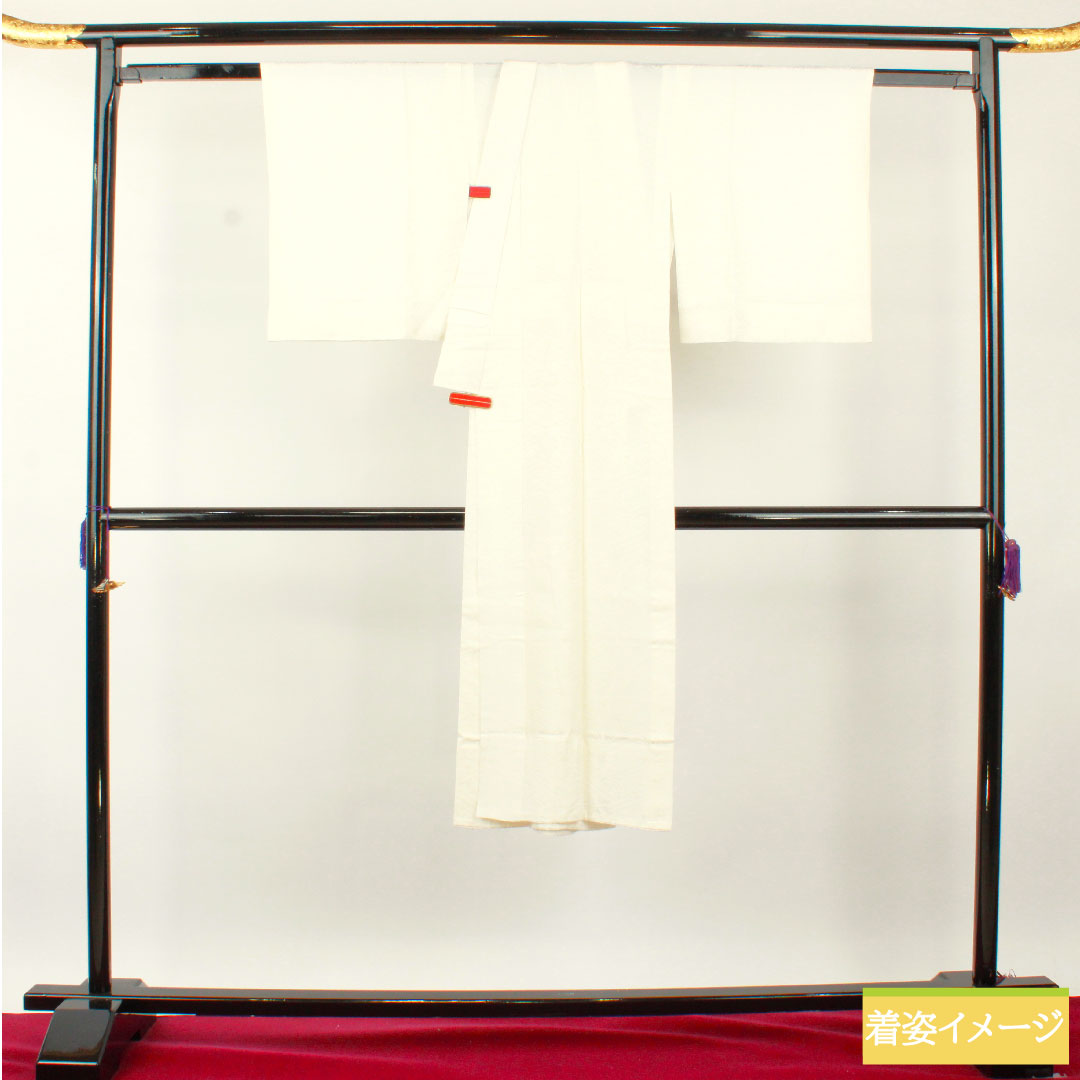 長襦袢 正絹 身丈126cm 裄丈66cm 袷 紗綾形 菊 Sランク 白系 1129000662311