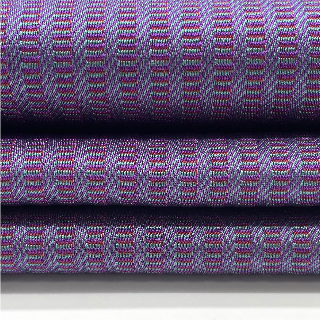 Half-width obi, polyester, bellflower color, striped, geometric pattern, stripes, reversible, obi length 354cm, purple, S rank, 1125001192320