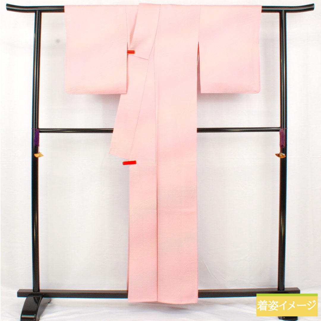 色無地 正絹 身丈158.5cm 裄丈61.5cm 淡紅色（たんこうしょく） ぼかし染 袷 Aランク ピンク系 1114001883313