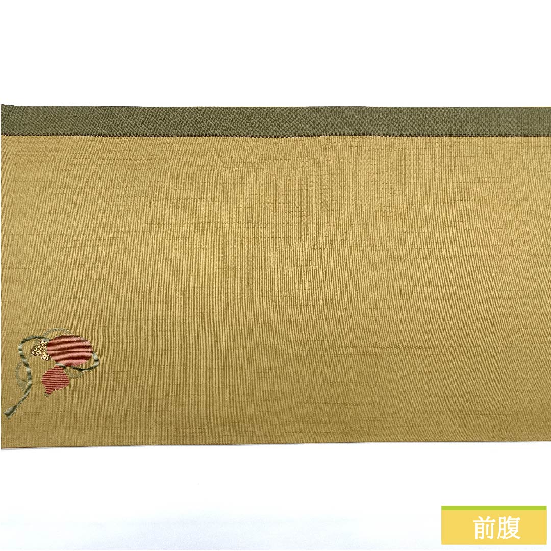 Fukuro obi, Yamabuki gray, gourd, plum, pongee, obi length 444cm, pure silk, A rank, point pattern, casual, beige, 1123011113325