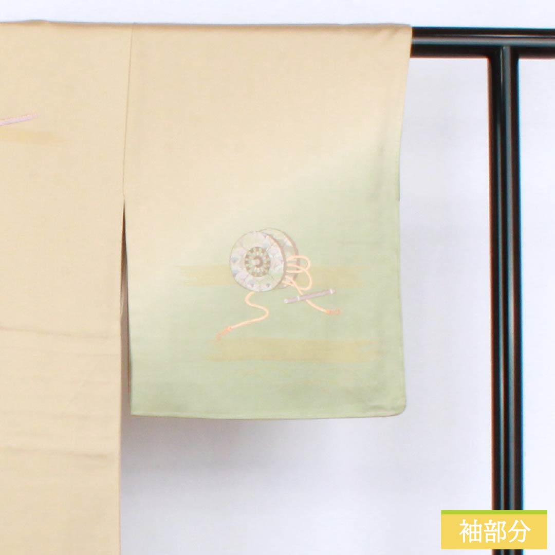 Visiting Kimono (Homongi) - Pure Silk, Grade A, Lined, Length 159cm, Sleeve Length 63.5cm, Walnut Color, Suzhou Embroidery, Tsukesage, Imperial Carriage Design, Beige, Product Number: 1112006663325
