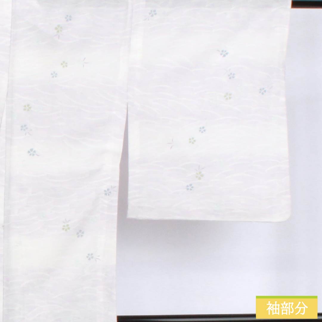 夏物 ポリエステル 小紋 身丈160cm 裄丈65cm 霞色（かすみいろ） 撫子 波 洗える着物 絽 Bランク グラデーション系 1132002454499