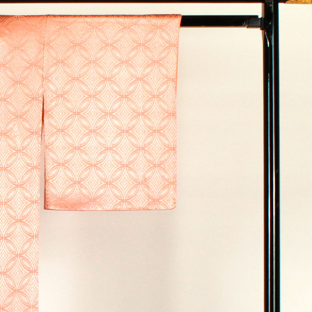 Solid color, Shippo pattern, Length 156.5cm, Sleeve length 63cm, Lined, Pure silk, S rank, Pink, 1114000332313