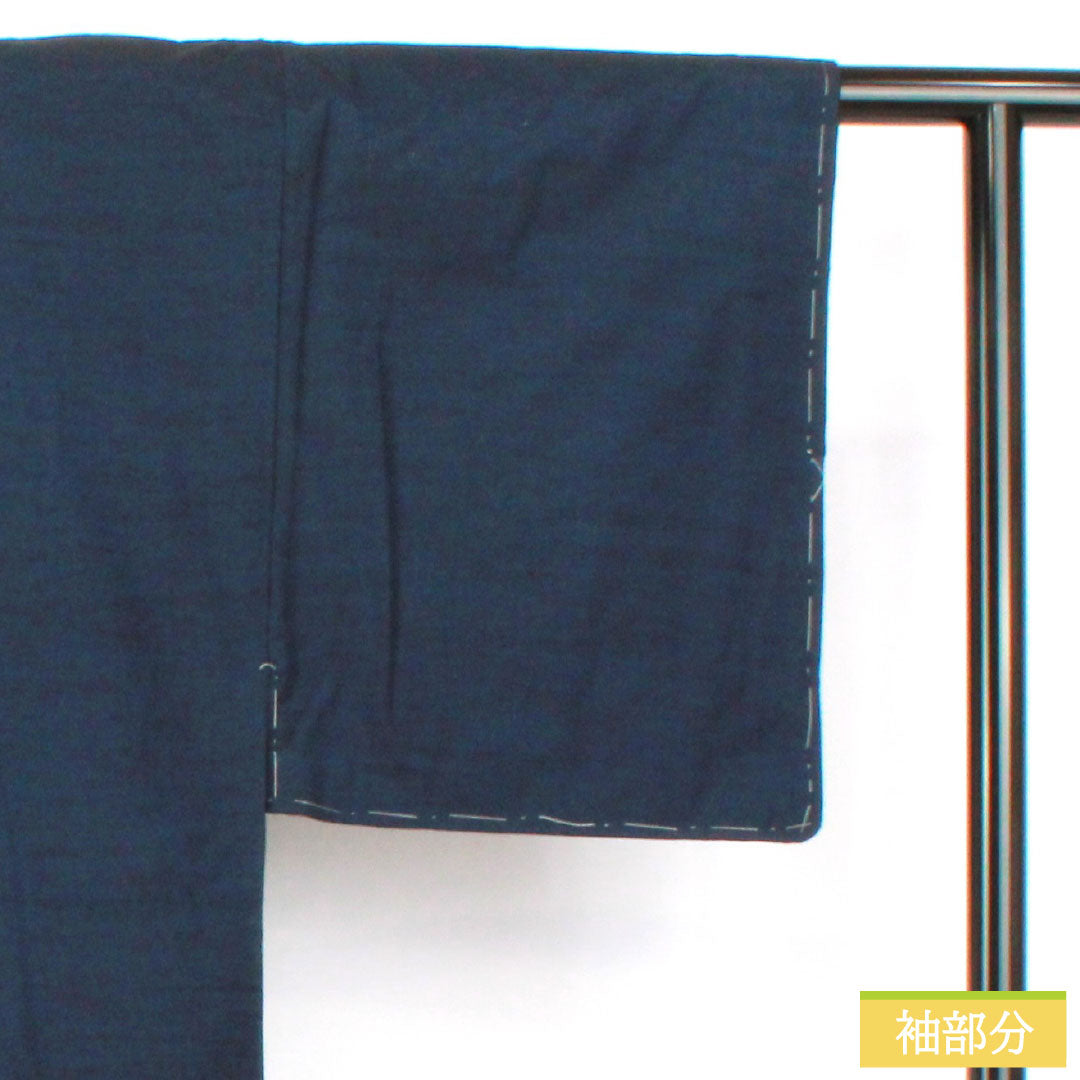 男物 正絹 Aランク 身丈141.5cm 裄丈70cm 濃紺色（のうこんいろ） 紬地 羽織紐付き アンサンブル 袷 紺系 1119001593418
