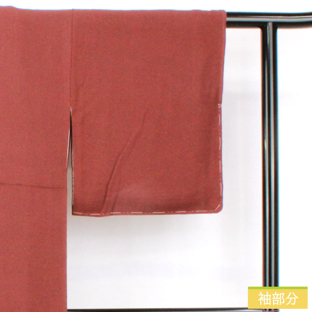 Plain color, pure silk, length 163cm, sleeve length 67.5cm, azuki brown, plain color, one crest, circle with bellflower, lined, S rank, brown, 1114001822414