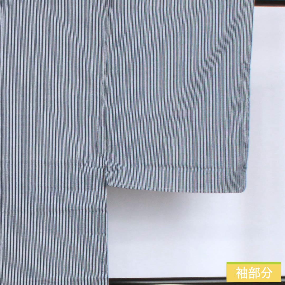 Men's Cotton Yukata - S Rank, Single Layer, Navy Blue Stripe, 137cm Length, 67cm Sleeve-to-Nape - 1138000052318