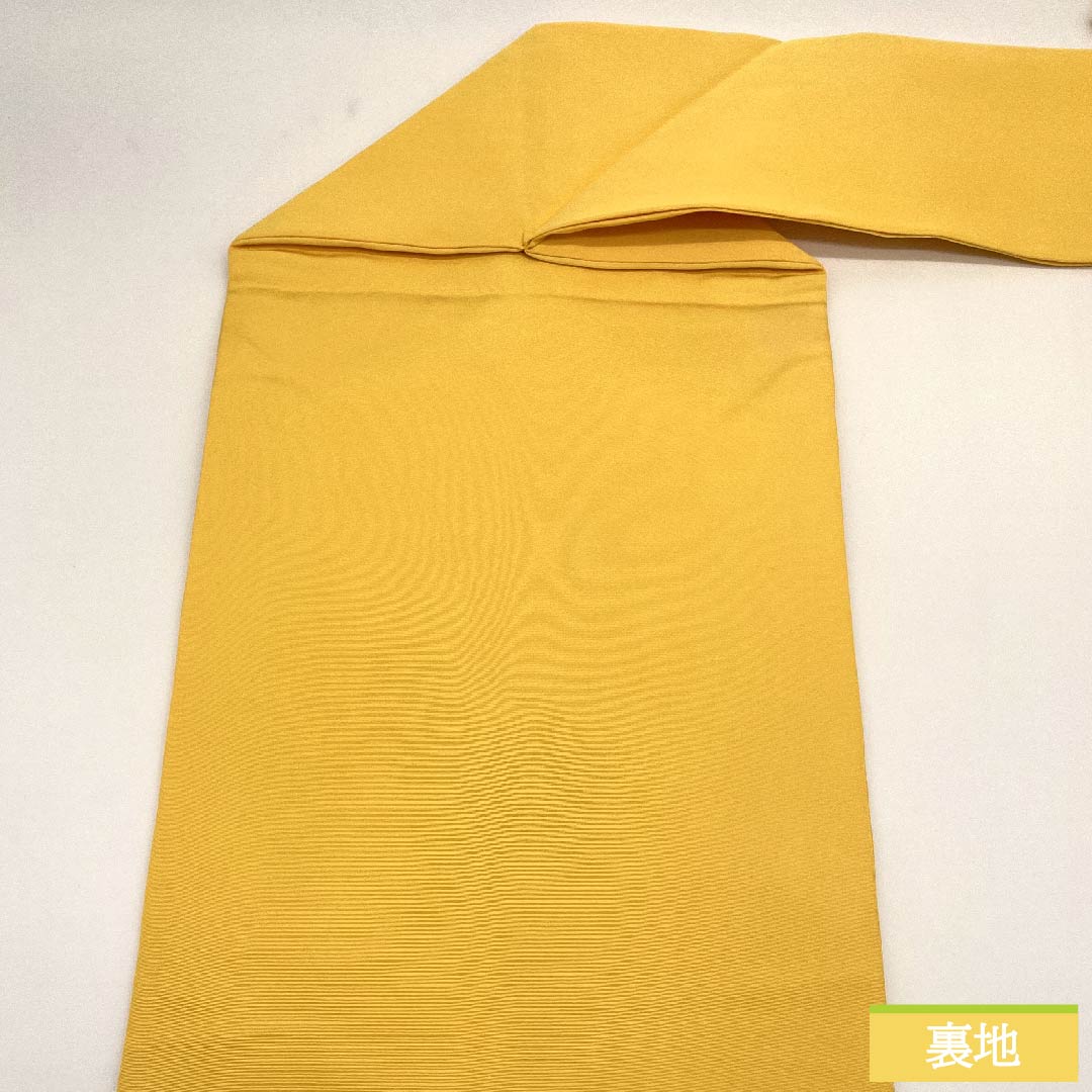 名古屋帯 卵色（たまごいろ） 薔薇 花柄 帯丈351cm 正絹 Sランク ポイント柄 カジュアル 黄系 1124005962323 名古屋仕立て