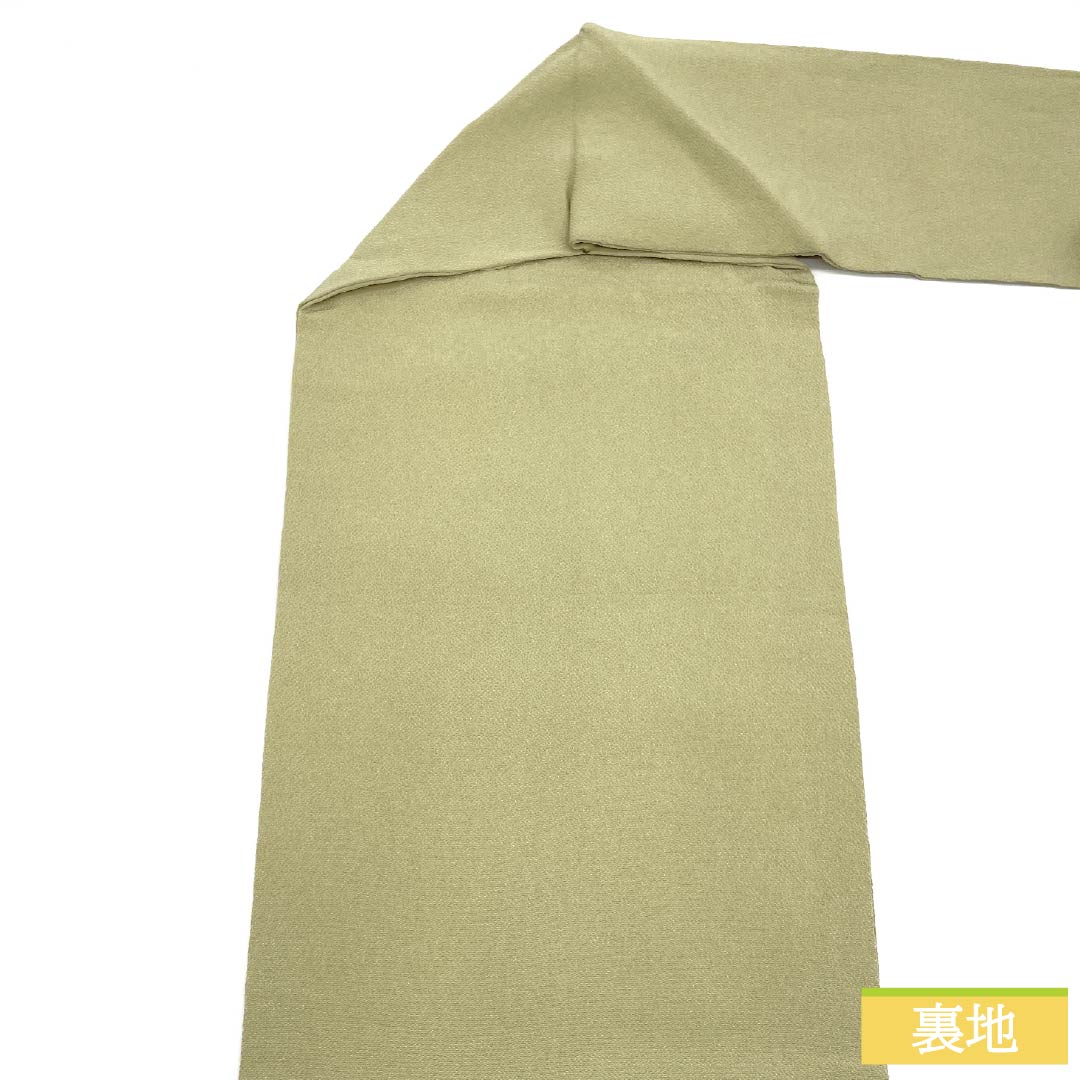 Nagoya Obi, Pure Silk, Grade A, Rikyu White Brown (Rikyu Shirachairo), Dyed Obi, Chirimen Fabric, Okoze Pattern, 360cm Long, Pointed Pattern, Casual, Green, Product Number: 1124010543319, Nagoya Style