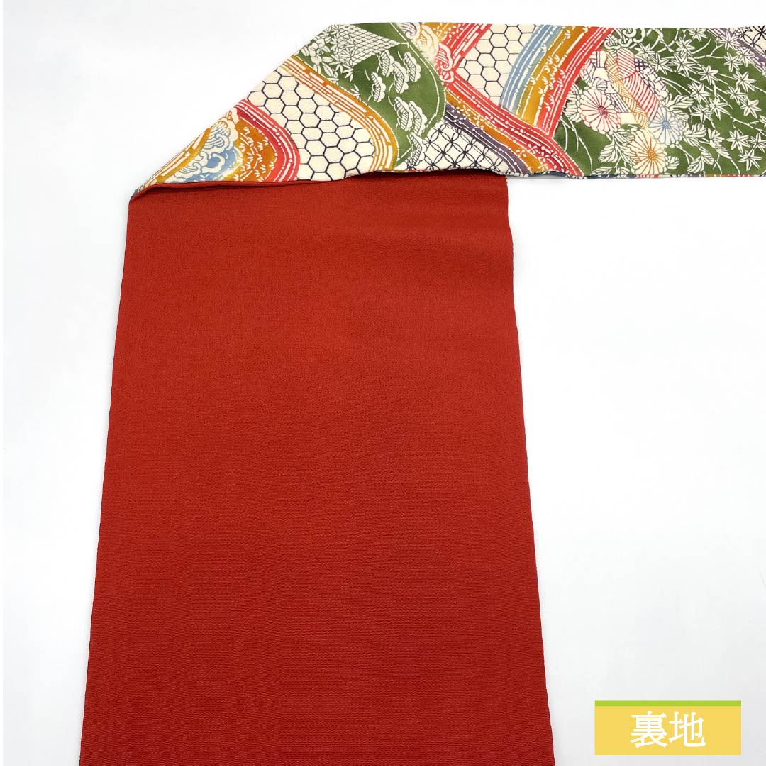 Nagoya Obi, Deep Autumn Color (Koimomijiiro), Kyoto Bingata Chirimen Fabric with Shippo Cloisonne, 370cm Long, Pure Silk, S-Rank, Full Length, Casual, Gradient Design, Item Number: 1124007322399, Nagoya Style