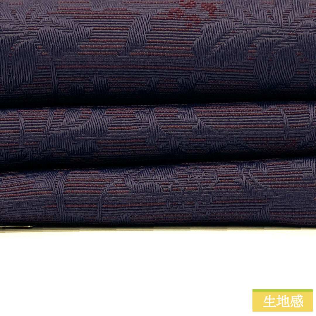(New) Half-width obi, polyester, NEW rank, eggplant dark blue, medium purple, karahana-style stripes, reversible, obi length 400cm, purple family, 1125002451420