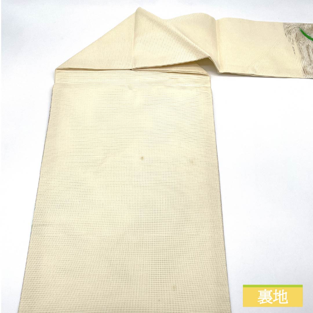 Nagoya Obi, Pure Silk, Off-White, Summer Obi, Camellia Pattern, 362cm Long, Rank B, Pointed Pattern, Semi-Formal, Cream, Item No. 1124008774315, Nagoya Style