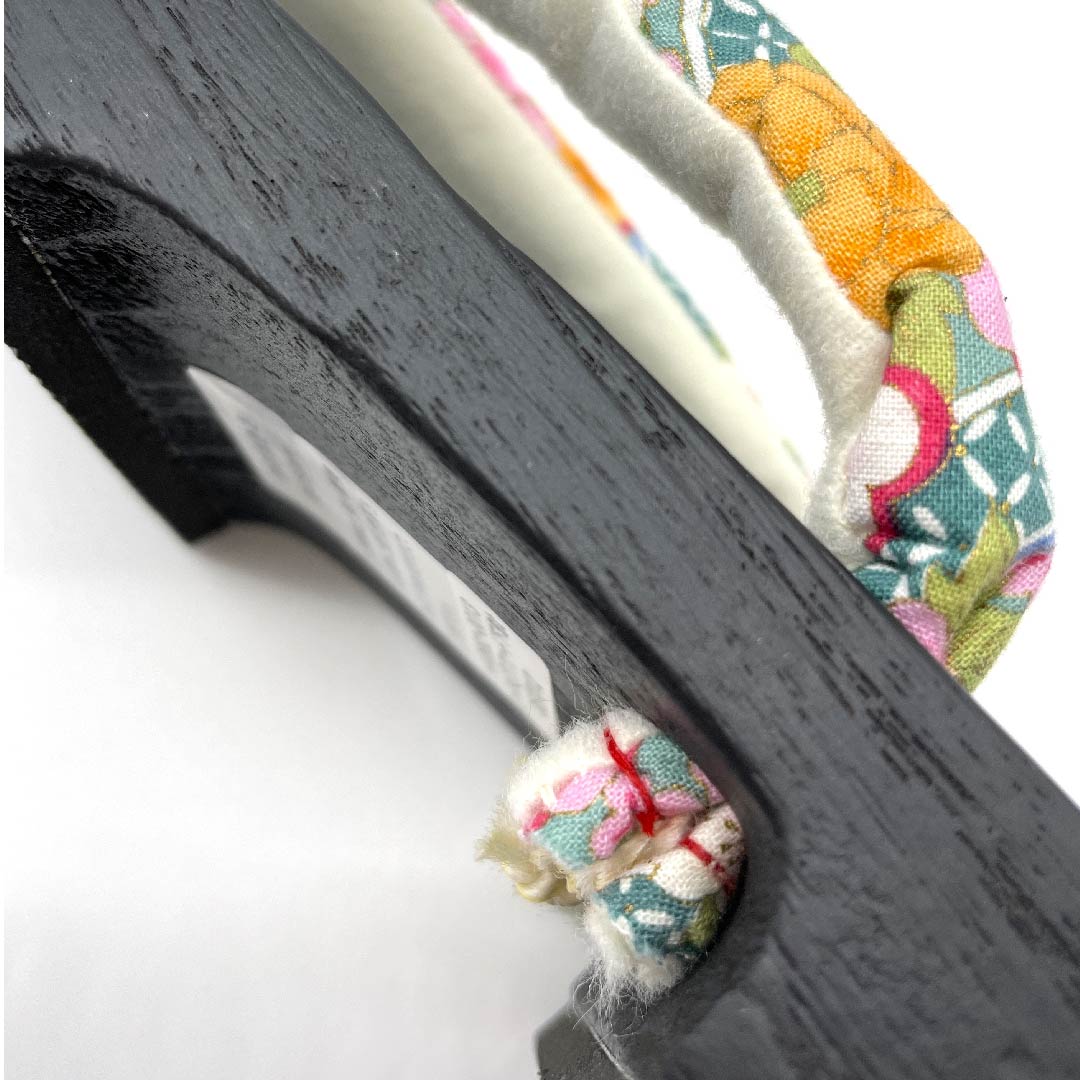 （新品未使用品）下駄 桜 梅 牡丹 七宝 Lサイズ 黒系 NEWランク 1122001001410