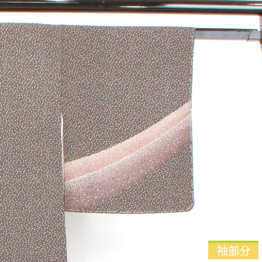 訪問着 正絹 袷 身丈164.5cm 裄丈66.5cm こげ茶色 桜の花びら 江戸小紋 しつけ糸付き 未使用品 Sランク 茶系 1112004662414