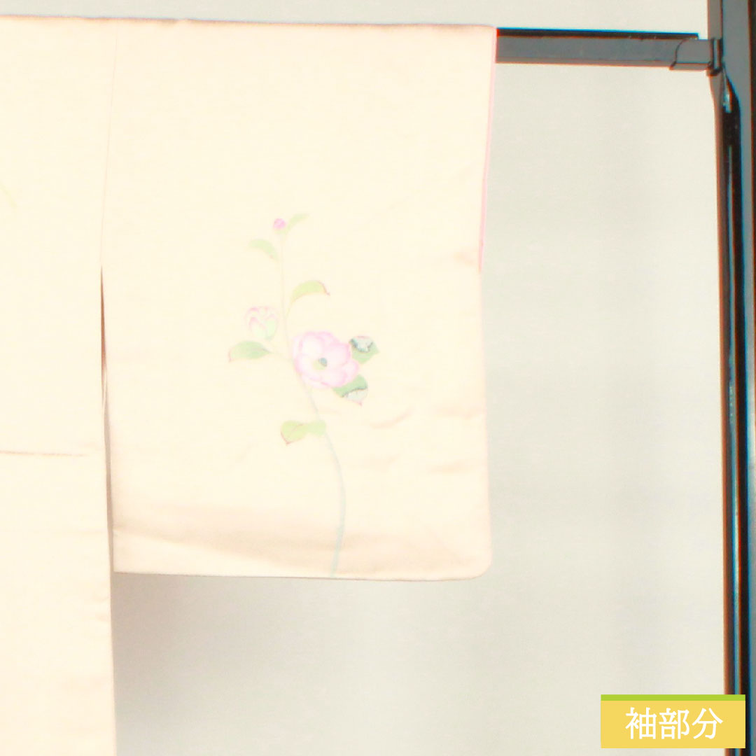訪問着 正絹 袷 身丈158.5cm 裄丈64.5cm 薄桜色（うすざくらいろ） 京友禅 草花模様 Aランク ピンク系 1112004373313