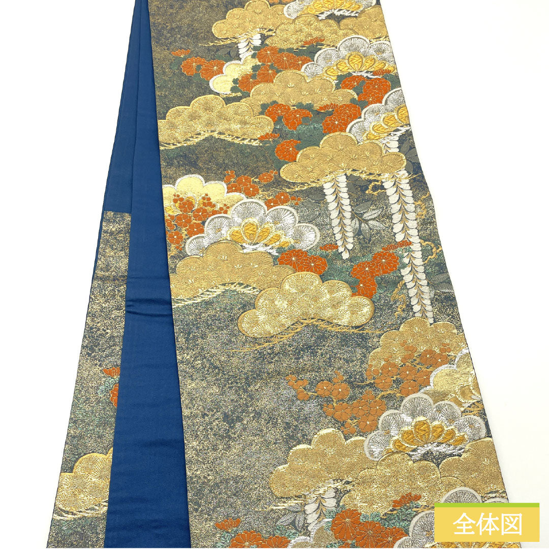 Fukuro Obi (Sash), Pure Silk, S-Rank, Nishijin-ori, Spring and Autumn Pine Pattern, Length 432cm, Six-Ply, Formal, Gradient Pattern, Item Number 1123016752399
