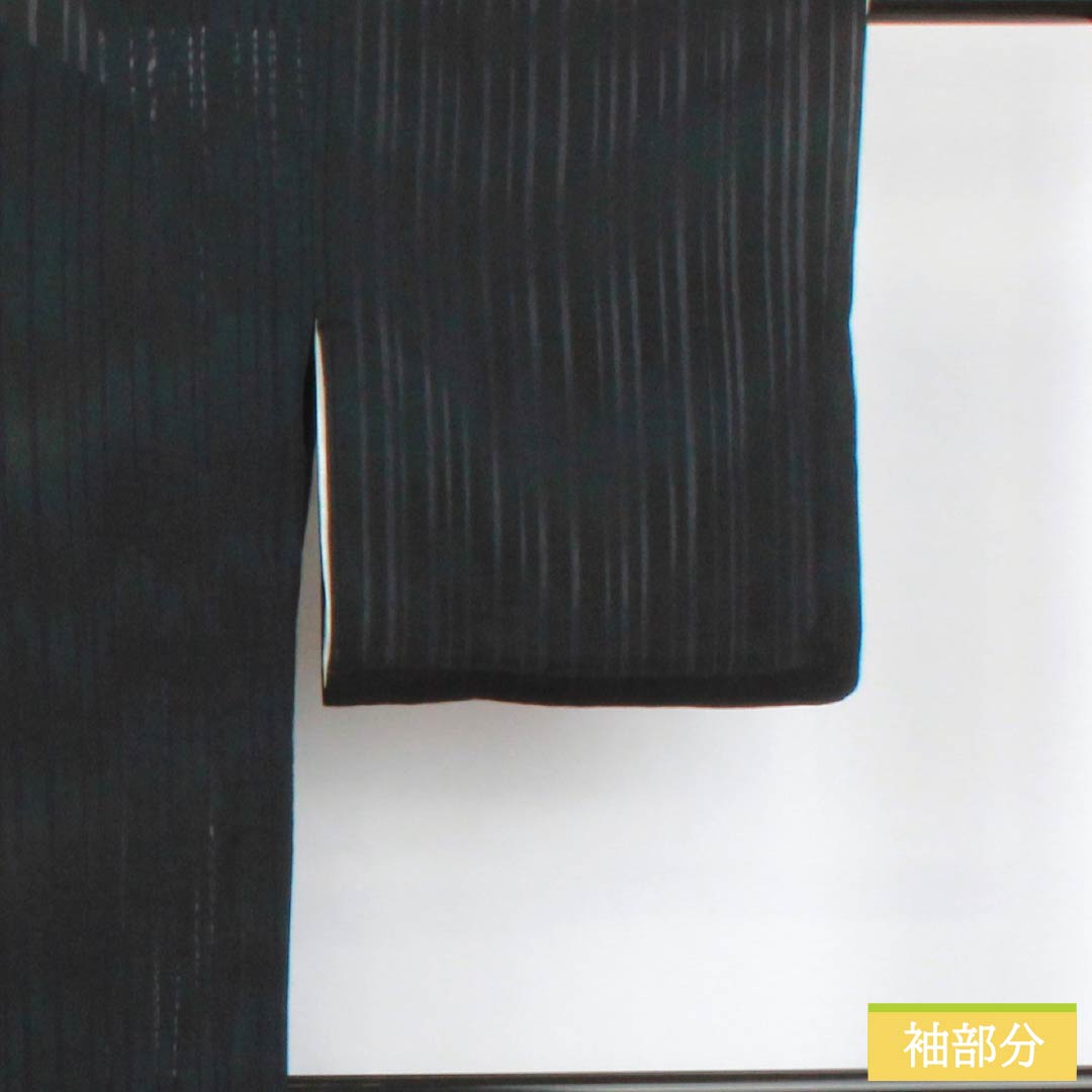 夏物 正絹 色無地 身丈161cm 裄丈63cm 竪絽 ぼかし染 うそつき襦袢 絽 Aランク 黒系 1132002723410