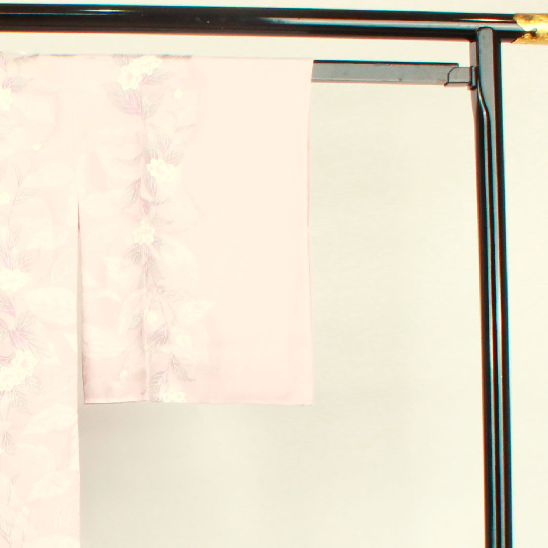 Long undergarment, pure silk, length 122cm, sleeve length 64cm, lined, floral pattern, S rank, pink, 1129000412113