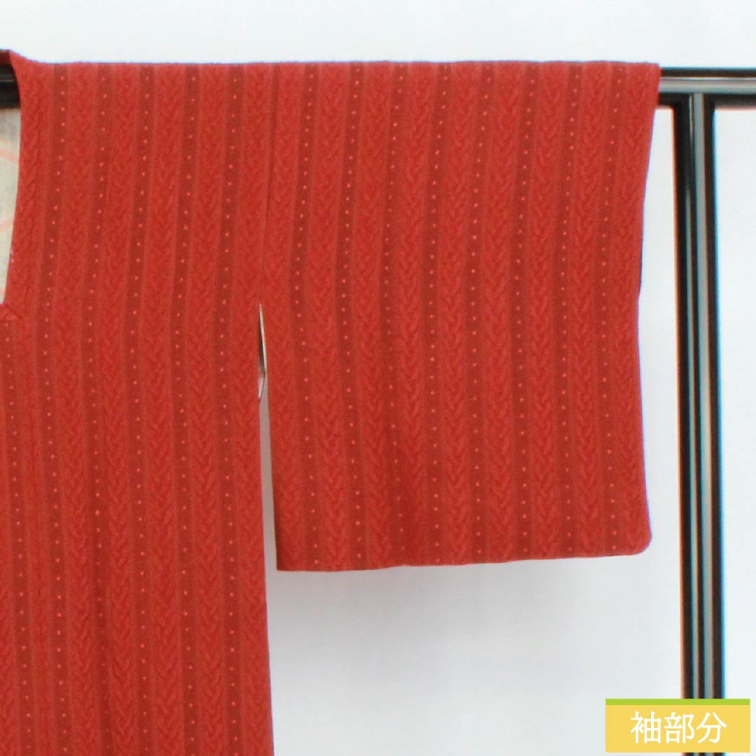 Michiyuki Coat, Pure Silk, S-Rank, Length 81cm, Sleeve Length 63.5cm, Benikabairo (Red Birch Color), Yoshiwara Tsunagi (Yoshiwara Coverall), Lined, Red, Item Number 1117001202912