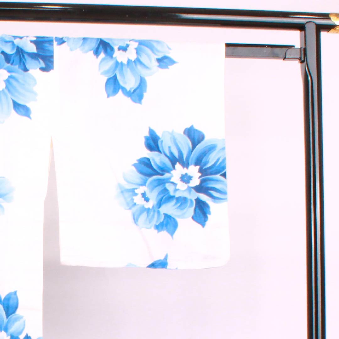 Yukata Milky white color Flower pattern Cotton S rank Single layer Length 161.5cm Sleeve length 66.5cm White 1118004292411