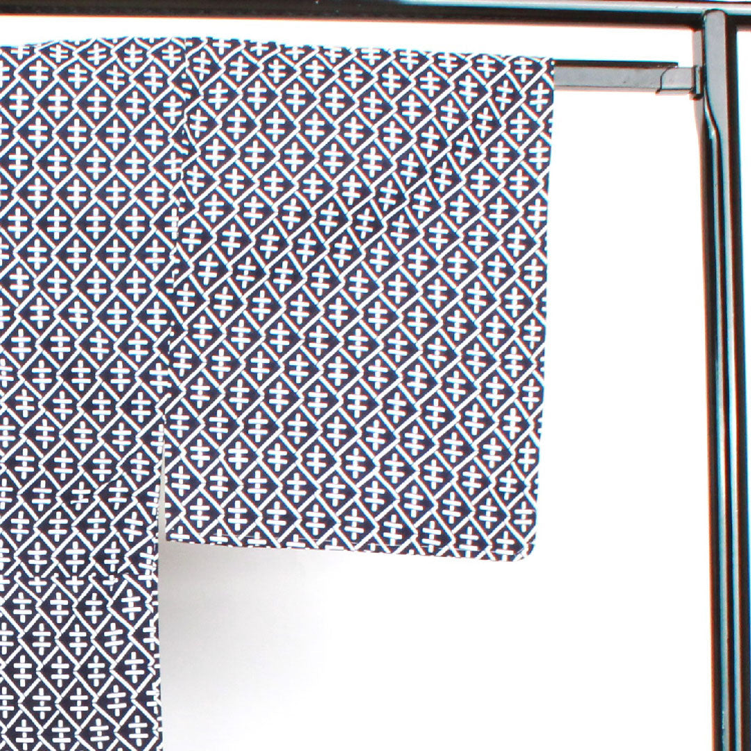 Men's Yukata, Geometric Pattern, Cotton, B Rank, Single Layer, Length 150cm, Sleeve Length 70cm, Navy Blue, 1118001614118