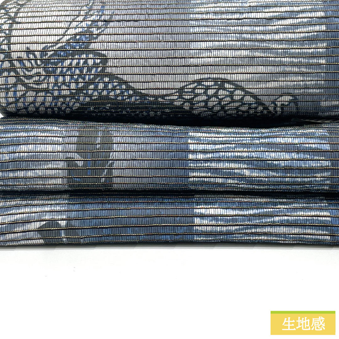 (Brand new, unused) Half-width Obi, Pure Silk, New Rank, Dragon, Paper Cloth, Scales, Reversible, Full Length, Animal Print, Obi Length 444cm, Gray, Item Number 1125002301422