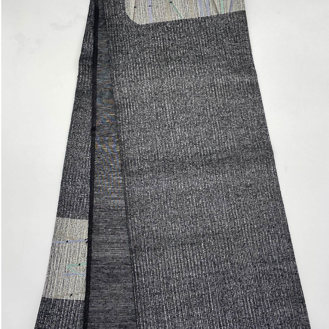 Fukuro Obi, Summer Obi, Black, Bamboo, Dragonfly, Summer, Obi Length 440cm, Pure Silk, A Rank, Pointed Pattern, Casual, Black, 1123007723310