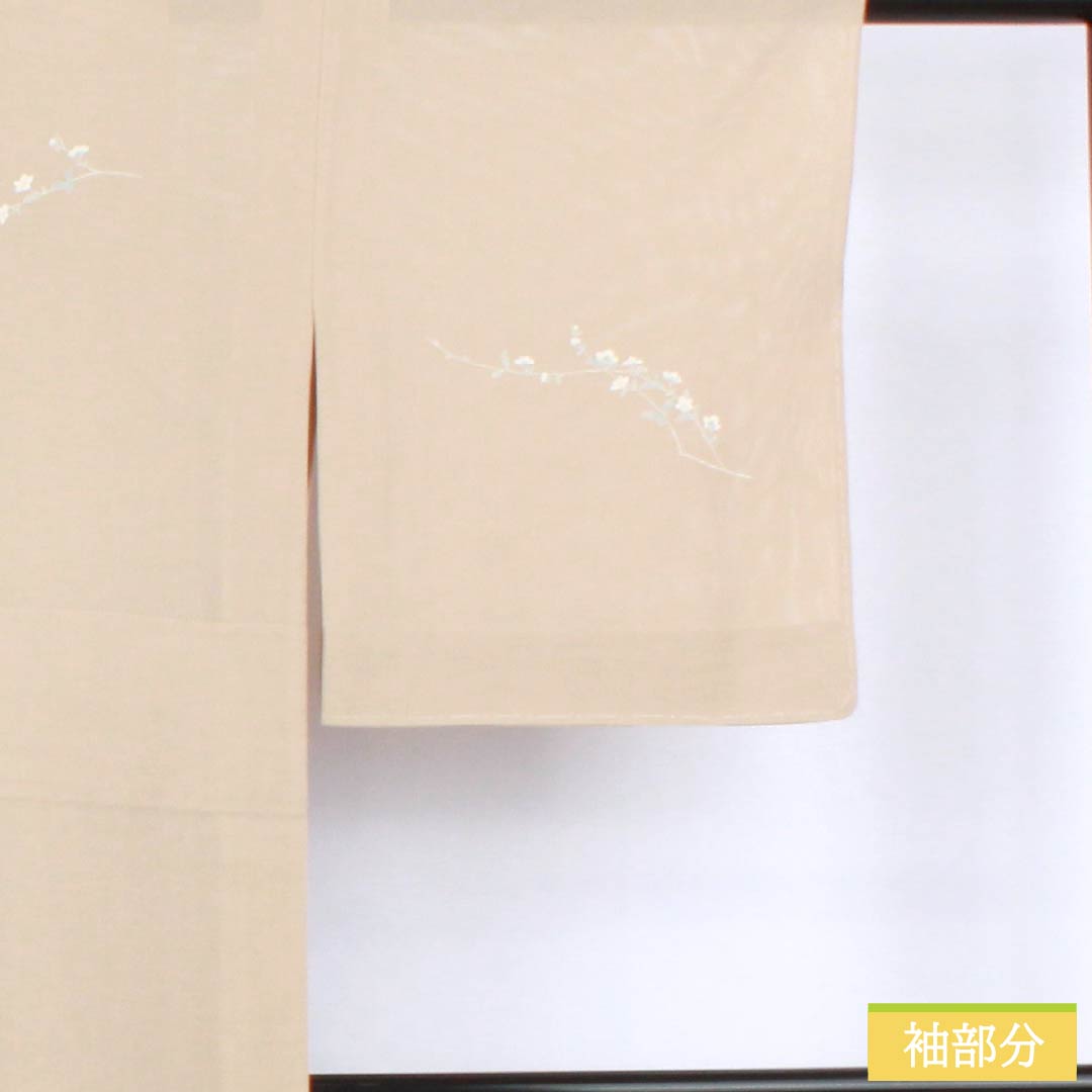 夏物 正絹 付下げ 身丈157cm 裄丈63cm 薄香色（うすこういろ） 草花模様 京友禅 絽 Sランク ベージュ系 1132002752325