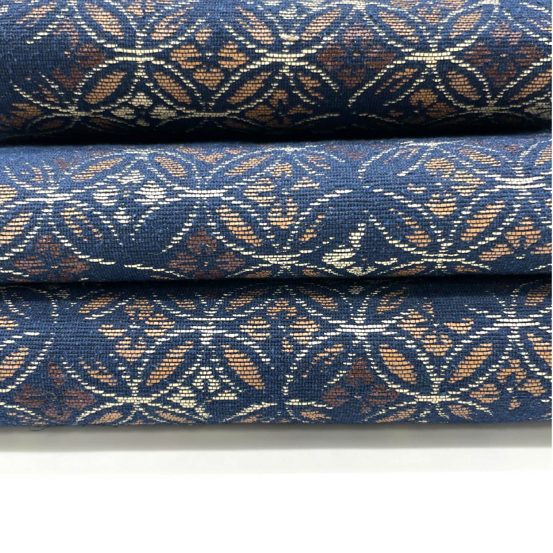 [Unhemmed] Half-width obi, pure silk, S rank, dark blue (kon tetsu iro), shippo pattern. Obi length 364cm, navy blue. 1125001782318