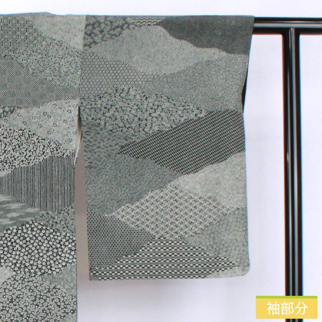 Komon silk S-rank, length 164.5cm, sleeve length 66.5cm, lined, by Kaneda Noboru II, Edo Komon, split pattern, stencil dyeing, monotone, product number 1115007202427