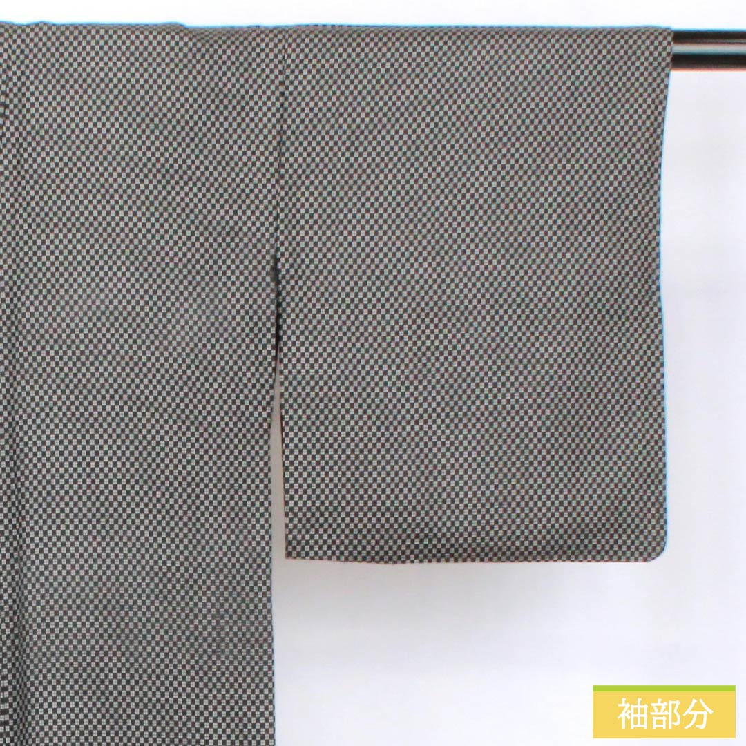 Pure silk tsumugi (pongee) - Grade A, length 165cm, sleeve length 66.5cm, Igeta Kasuri pattern, single layer, black, product number 1116004763510