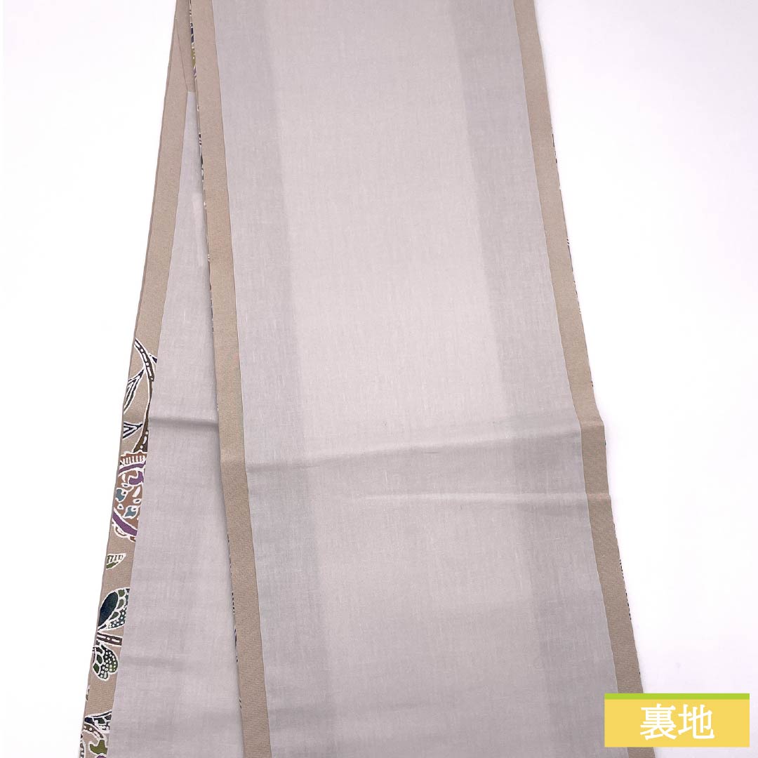 名古屋帯 正絹 Aランク 翁茶色（おきなちゃいろ） 型染 更紗文様 帯丈376cm ポイント柄 カジュアル ピンク系 1124010453313 開き仕立て
