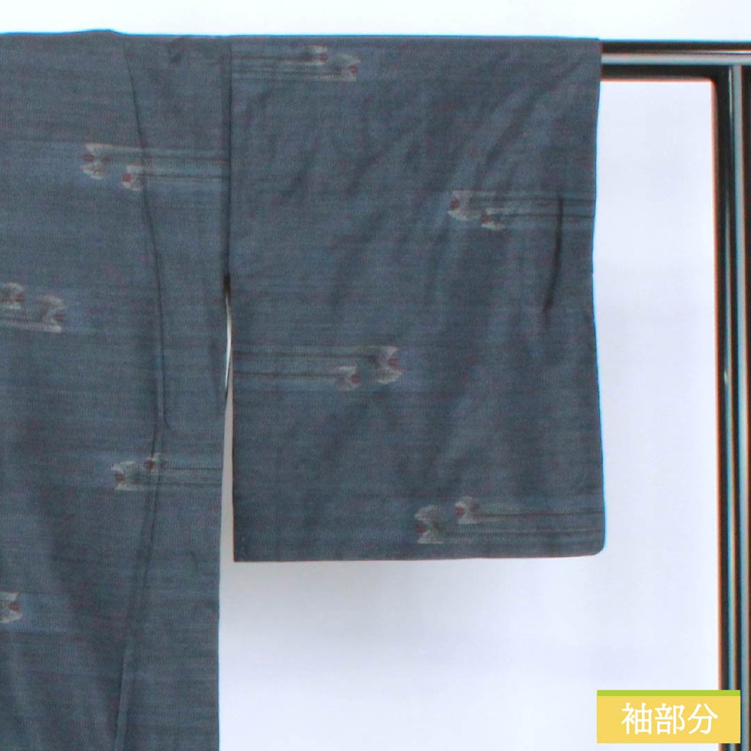 Tsumugi Silk S Rank Length 160cm Sleeve Length 63.5cm Dark Navy Oshima Tsumugi Yokoso-gasuri Abstract Pattern Lined Navy 1116005172418