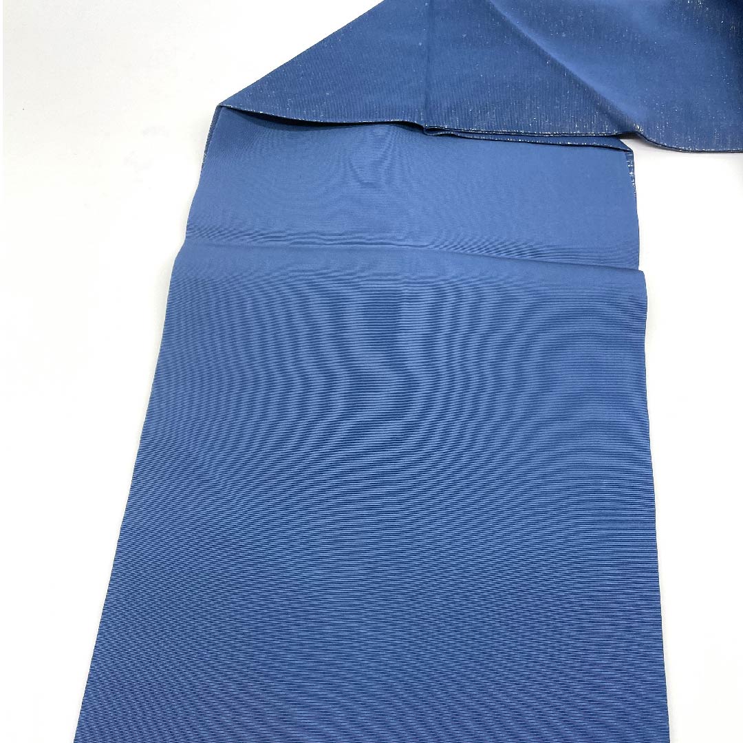 Nagoya obi, navy blue, floral pattern, embroidery, obi length 387.5cm, pure silk, A rank, point pattern, semi-formal, blue, 1124003203317, Nagoya style