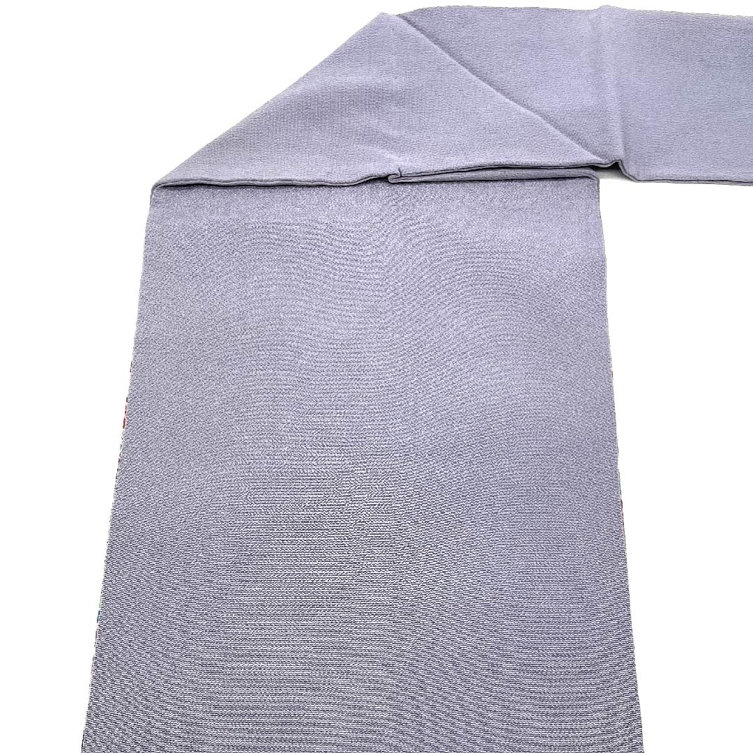 Nagoya obi, purple-gray, crepe fabric, Tsujigahana pattern, obi length 381cm, pure silk, B rank, point pattern, casual, purple, 1124004774320, Nagoya style