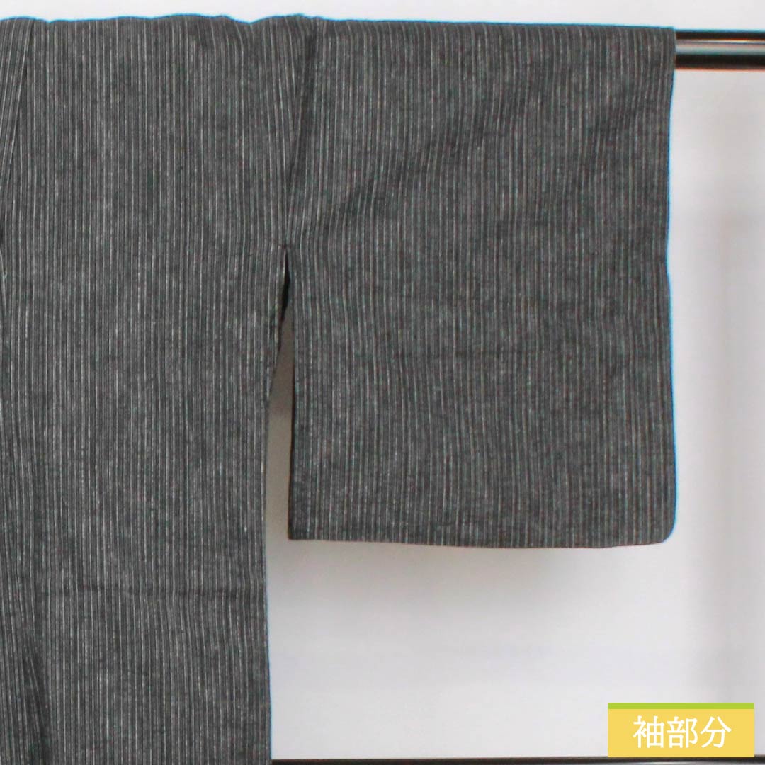 Yukata Cotton Linen Length 159cm Sleeve length 67cm S rank Single layer Black Striped Cotton Linen 1118005632310