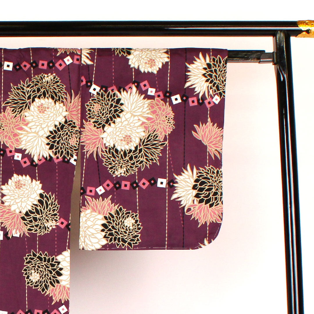 (New old stock) Yukata, Chrysanthemum, Cotton, S rank, Single layer, Length 163.5cm, Sleeve length 67cm, Purple, 1118000152420