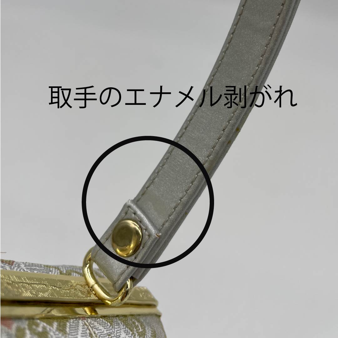 Formal Japanese style bag, silver (gin-iro), for Tomesode, Tachiwaku, classic pattern, beige, S rank, 113900016225