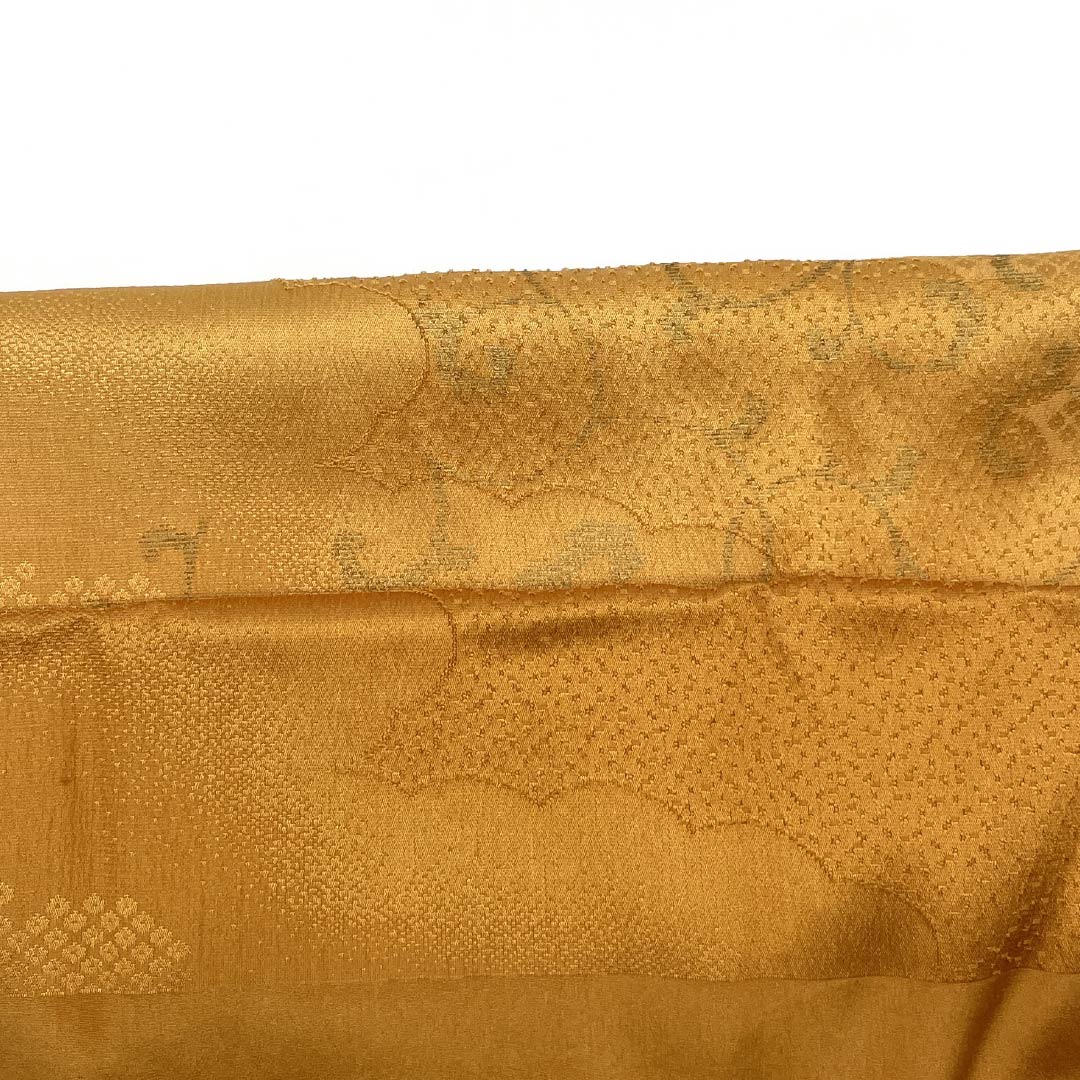 (Like new) S-Rank Pure Silk Obijime and Obiage Set, Light Yellow and Corn Color, Arabesque and Cloud Pattern, Length: Approx. 160cm, Width: Approx. 1.5cm, Semi-Formal, Yellow, Item Number: 1141000192323