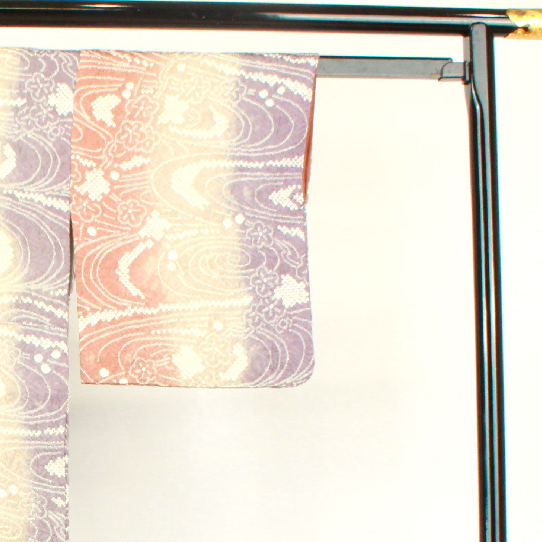 Komon Length 155cm Sleeve length 63cm Awase All tie-dye Plum Flowing water Pure silk A rank Gradation 1115003093399