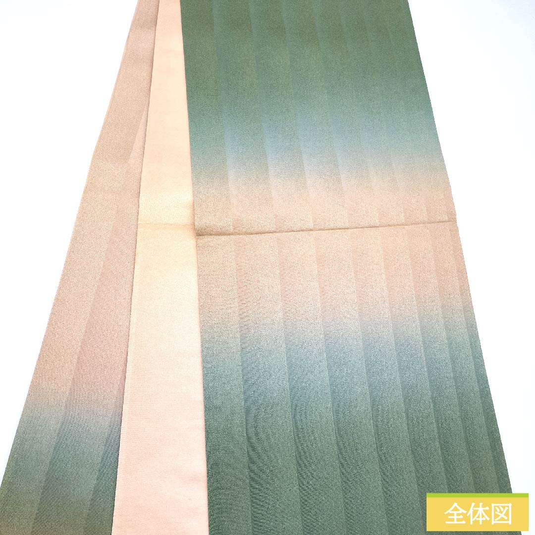 Simple Fukuro Obi, Horizontal Stripes, Length 446cm, Pure Silk, A Rank, Pointed Pattern, Semi-Formal, Gradient Style, 1123010753399