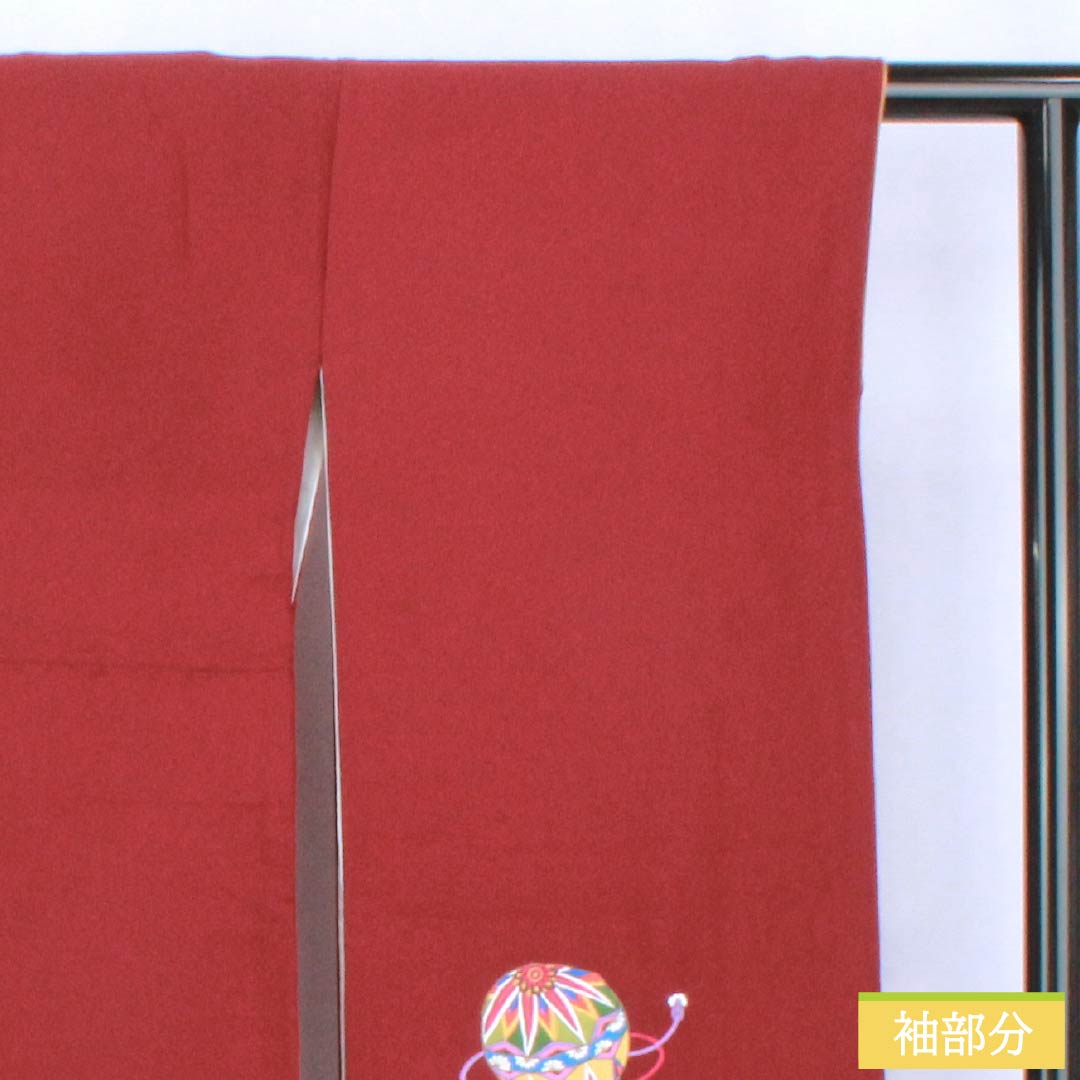 Furisode Pure Silk S Rank Length 157cm (4ft 9in) Sleeve-to-sleeve 64cm (2ft 1in) Lined Dark Red (Enji-iro) Suzhou Embroidery Temari Red color scheme 1113002802312