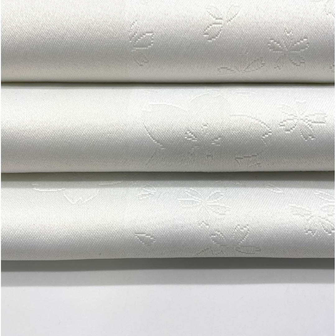 Half-width obi, polyester, obi length 348cm, white, cherry blossom, small cherry blossom, floral pattern, white, S rank, 1125001432311