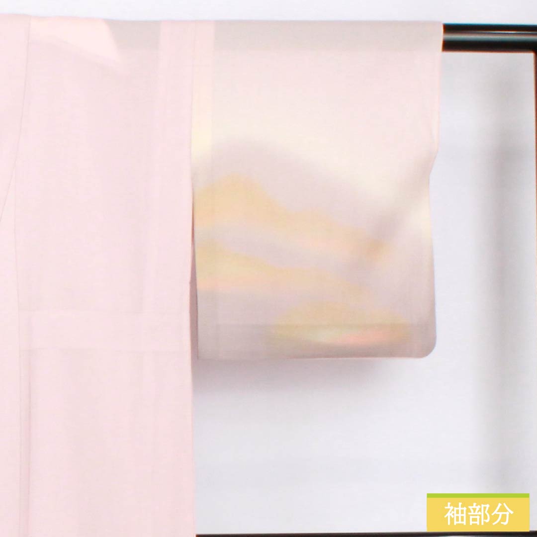 Summer pure silk formal kimono, length 153cm, sleeve length 61.5cm, cherry blossom color, Kyoto Yuzen, one crest, circle with tangerines, silk, B rank, pink, 1132002194213