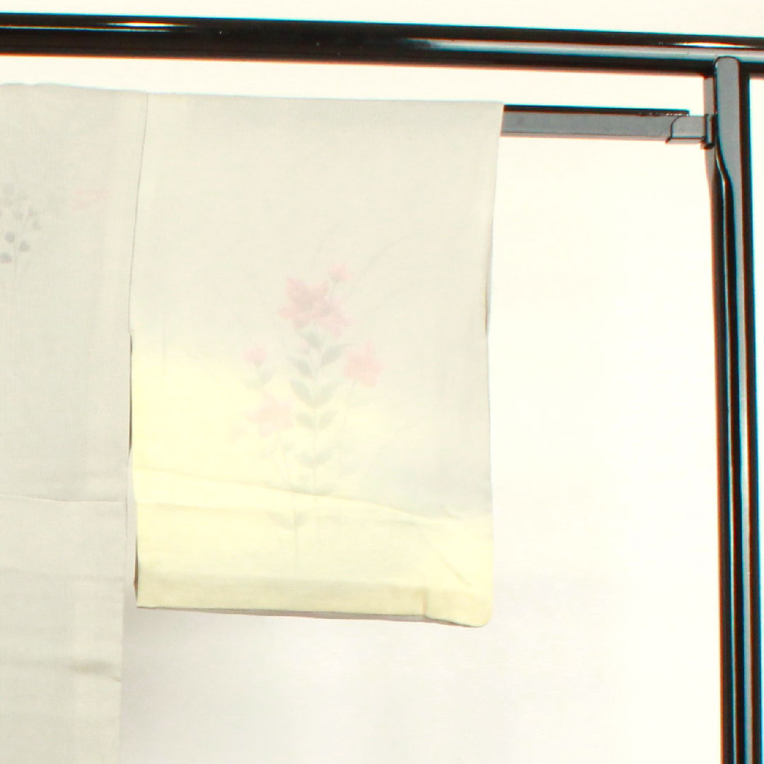 夏物 正絹 訪問着 身丈157cm 裄丈63.5cm 雲井鼠色（くもいねずいろ） 草花模様 二重紗 Aランク グレー系 1132001543322