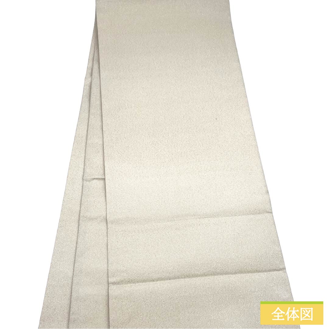 袋帯 正絹 Aランク 生成り色（きなりいろ） 蘇州刺繡 綴れ地 風景模様 銀糸 帯丈468cm ポイント柄 セミフォーマル 白系 1123017533411