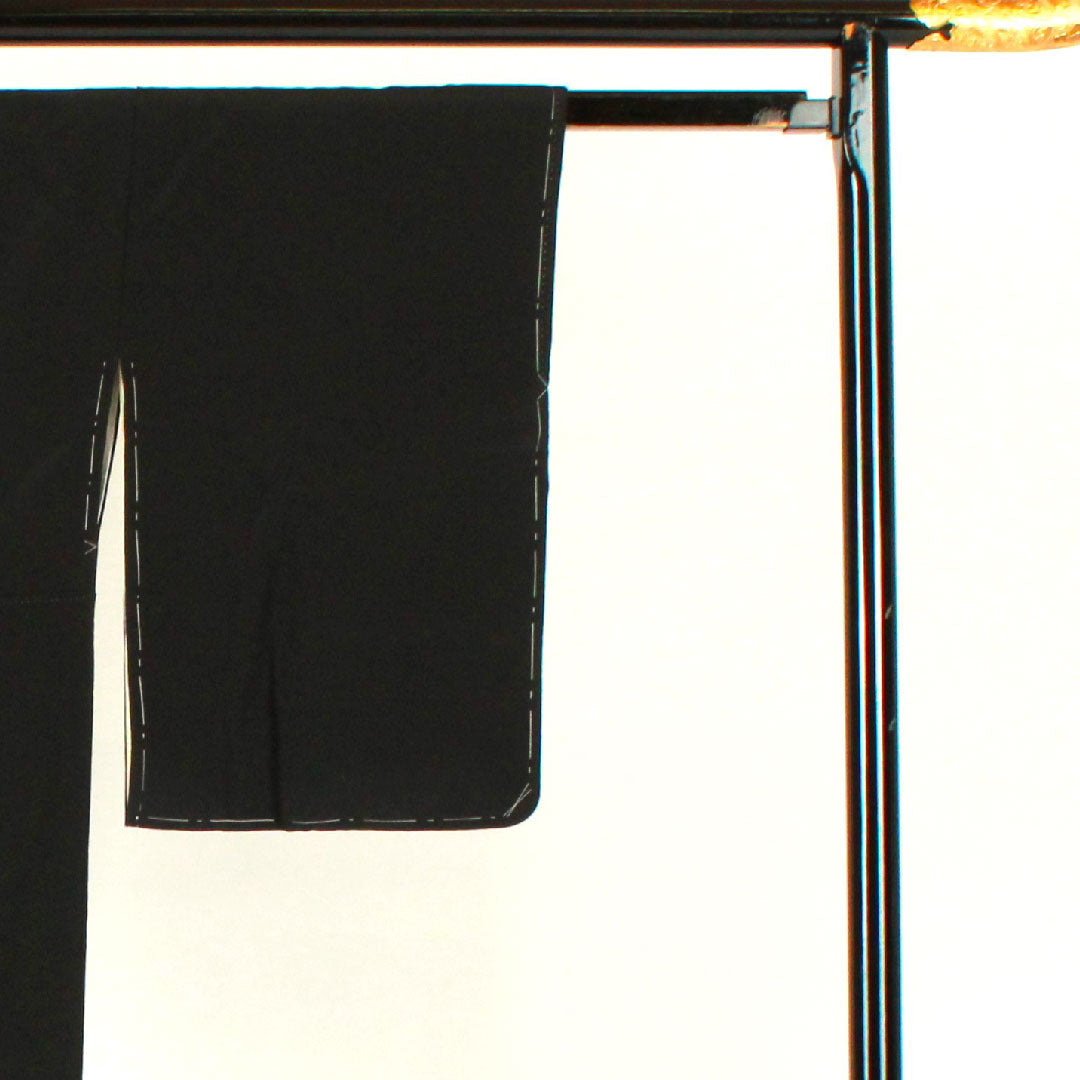 Black Tomesode, Length 155.5cm, Sleeve Length 61.5cm, Awase, Kyo-Yuzen, Crane, Katabami, Pure Silk, B Rank, Five Crests, Black, 1111000344310