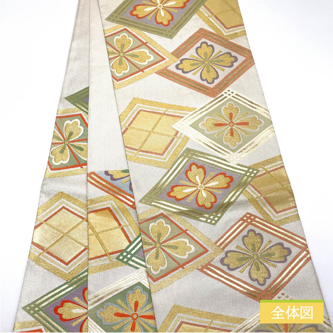 【Unfinished】Fukuro obi, pure silk, S-rank, Komori Textile, for Kurotomesode/Furisode, Sueri, Nishijin-ori, obi length 452cm, Rokutsu, formal, silver-toned, 1123015572422