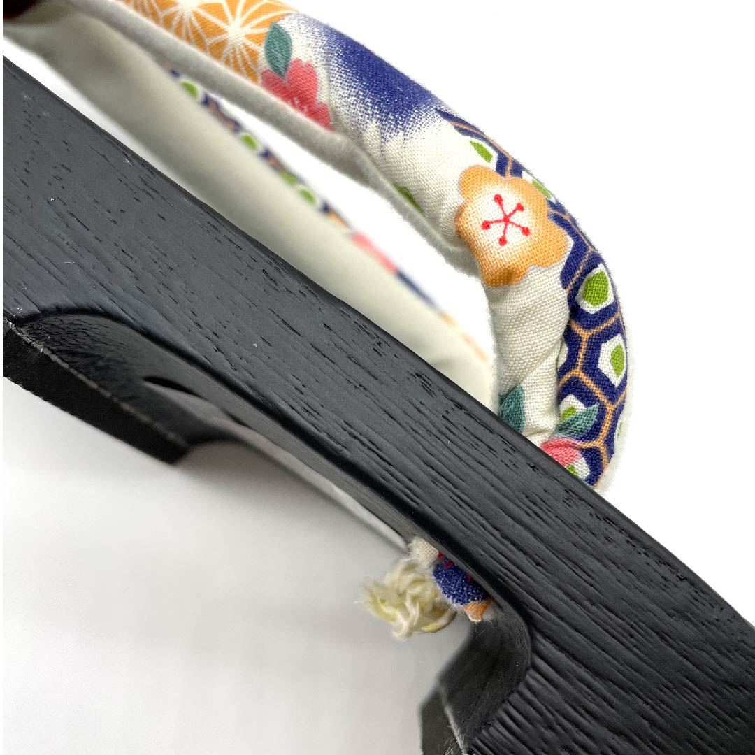 （新品未使用品）下駄 桜 梅 麻の葉 亀甲 XLサイズ 黒系 NEWランク 1122001181510