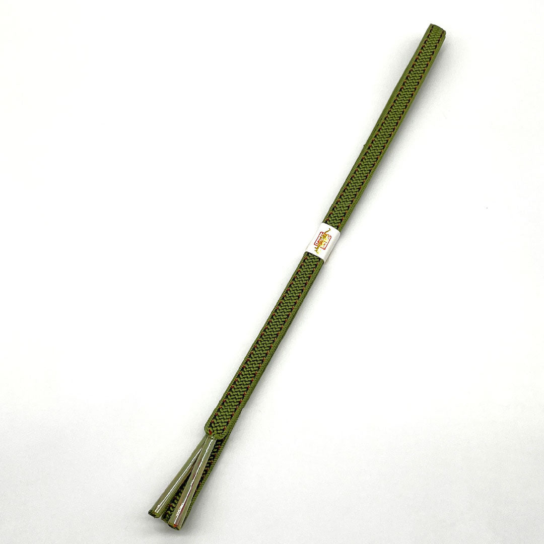 （新古品） 帯締め・帯揚げセット 正絹 NEWランク 苔色（こけいろ） 路考茶色（ろこうちゃいろ） ちりめん 古典柄 長さ約160cm 幅約1.4cm カジュアル 緑系 1141000551319