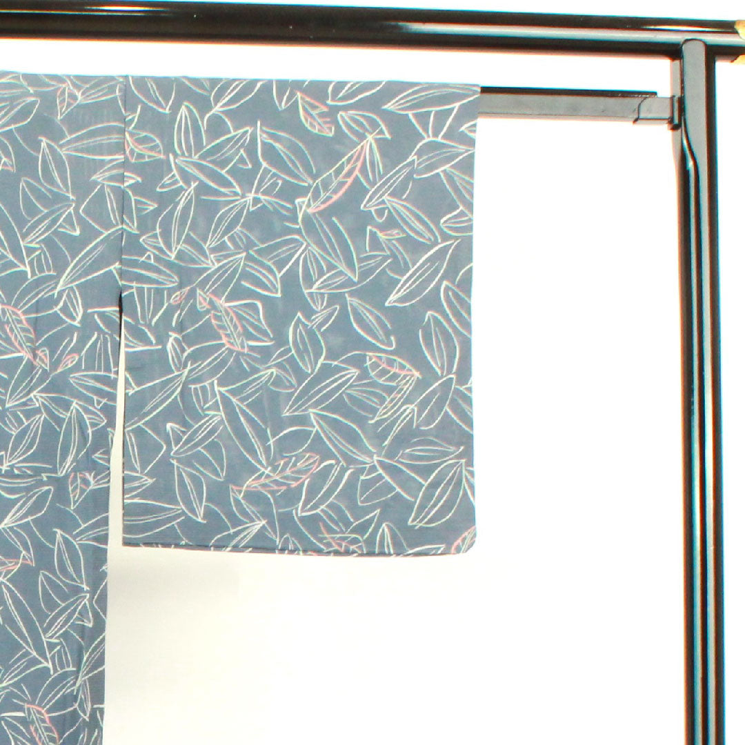Summer pure silk komon kimono, length 146cm, sleeve length 66.5cm, Minato gray, abstract pattern, silk, A rank, gray, 1132000813122
